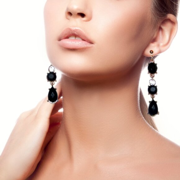 Crystal Embellished Dangle Earrings - Picture 1 of 3